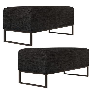 Imagem de Kit 02 Puffs Decorativo Para Sala de Estar Cléo W01 Base de Ferro 90 cm Linho Chumbo - Lyam Decor