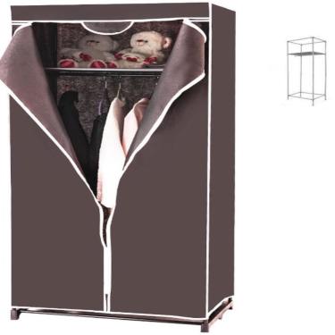 Imagem de Guarda Roupa Arara Armario Multifuncional Dobravel Organizador Marrom