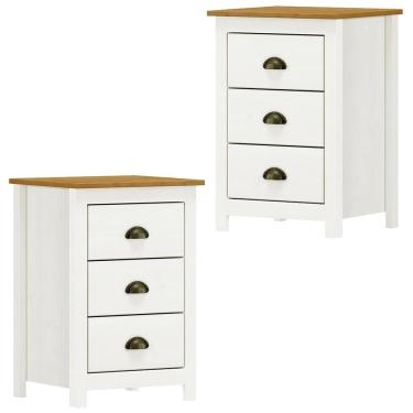 Imagem de Kit 02 Mesas De Cabeceira Madeira Maciça 46 Cm 9130 Branco Freijo Milani Store