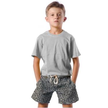 Imagem de Shorts Infantil Bermuda Calção Praia Verão Caveiras Halloween Medo 369