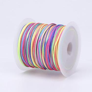 Imagem de Cordão elástico de 0,8 mm, cordão elástico arco-íris durável de 1,8 m para fazer joias, miçangas, colares, pulseiras e artesanato, multicor