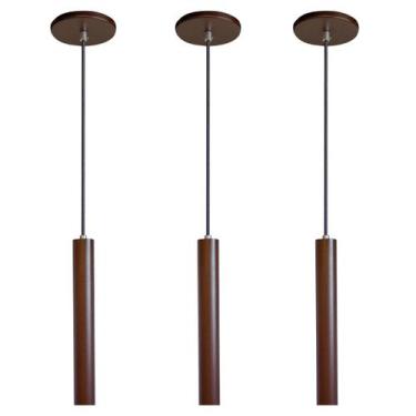 Imagem de Kit 3 Pendente Luminária Tubo Marrom 30 Cm - AZ Casa Decor