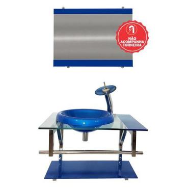 Imagem de Gabinete de Vidro 60cm para Banheiro Lituânia - EKASA, Azul Escuro