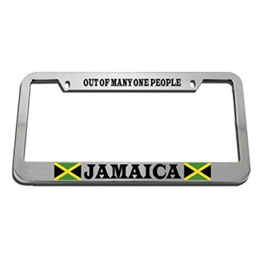 Imagem de Speedy Pros Jamaica Out of Many One People Country Suporte de etiqueta para placa de licença
