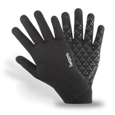 Imagem de Luvas de inverno, luvas para homens e mulheres, tela sensível ao toque atualizada para corrida quente com forro de malha térmica macia, Preto, G