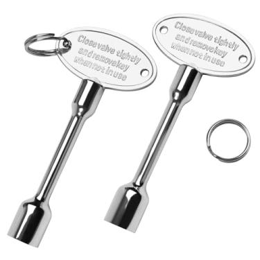 Imagem de Chave de lareira universal de válvula de gás com 2 peças para fogueiras a gás e fornalha, chaves de substituição polidas de 7,5 cm com chaveiros para lareiras externas, serve em esferas giratórias de