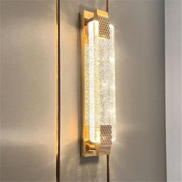 Imagem de Luminária de parede moderna e luxuosa em cristal com LED, estilo arte, para sala de estar, quarto, cabeceira, casa de campo, hotel, escritório, escada e corredor (Estilo 6 B D10H50CM)