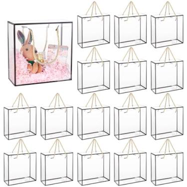 Imagem de BENECREAT Pacote com 20 caixas de presente de plástico PET com borda preta, caixa de festa retangular durável para casamentos, aniversários e festas