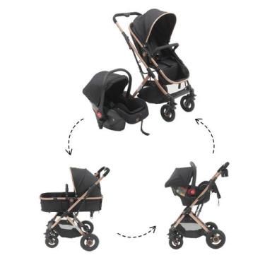 Imagem de Carrinho c/Bebê Conforto Reversível Elysian Maxi Baby -, Preto