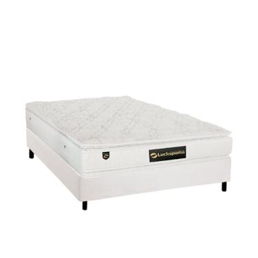 Imagem de Cama Box Casal: Colchão Molas Ensacadas Luckspuma Lucksfaction Plus + Base White(138X188)
