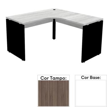 Imagem de Mesa De Escritório Em L Pé Painel Pe25 Em Mdp 125 X 125 X 60 Cm Cor Walnut E Base Branca