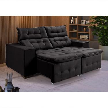 Imagem de Sofá Retratil Reclinável Pillow Em Veludo 1,90 Preto