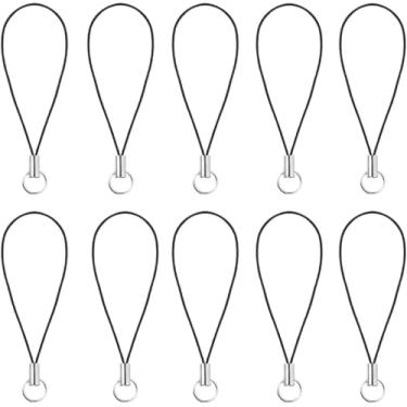 Imagem de Dwuww 10 peças de cordão preto tom de cordão para celular com anel dividido, alça de cordão de fecho para celular/MP3/MP4/USB Flash Drive//Keyrin design inteligente, telefones celulares e acessórios