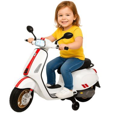 Imagem de Mini Moto Elétrica Vespa Piaggio Importway Branca 12V