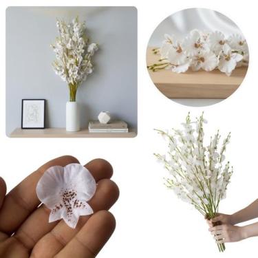 Imagem de 4 Galhos de orquídea chuva de ouro flor artificial 90cm Baixa Manutenç