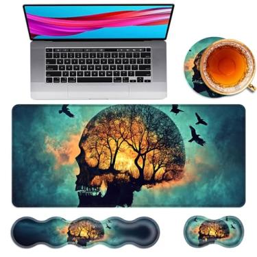 Imagem de TOEMZTFT Mouse pad grande e descanso de pulso para teclado, almofada de mesa para teclado e mouse, mouse pad grande 4 em 1 com suporte de pulso, tapete de mesa para jogo de estudo de escritório em