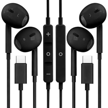 Imagem de 2 unidades de fones de ouvido USB C para iPhone 16/15 fones de ouvido de telefone com microfone e controle de volume HiFi estéreo tipo C para Galaxy S23/S22/S21/S20/Ultra Note 10/20, para Pixel 7/6/6a