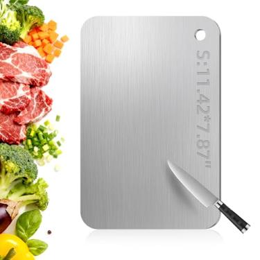 Imagem de Tábua de corte de titânio Tavano, tábuas de corte de titânio 100% puro para cozinha, tábua de corte dupla face disponível para legumes, carne, frutas, fácil de armazenar e limpar (P)