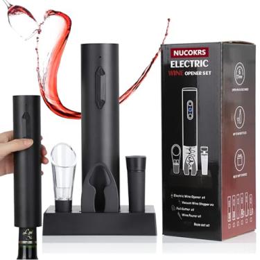 Imagem de Abridor de garrafa de vinho elétrico recarregável - Removedor de saca-rolhas com um botão NUCOKRS fácil de usar para amantes de vinho, casa, cozinha, festa, casamento
