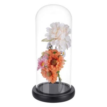 Imagem de UNICRAFTALE Cúpula de vidro cloche transparente de 26 cm de altura com base preta Cloche de vidro feito à mão, colecionáveis, antigo, vaso de sino decorativo para suculentas, plantas, medalhas, fotos