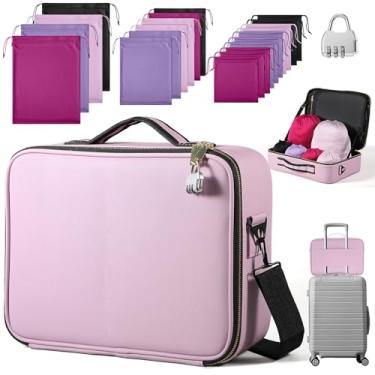 Imagem de Eccliy Caixa organizadora de brinquedos para adultos com 20 sacos de cordão de tamanhos diferentes, caixas de armazenamento de brinquedos para mulheres e homens (roxo claro, 36 x 26 x 10 cm)