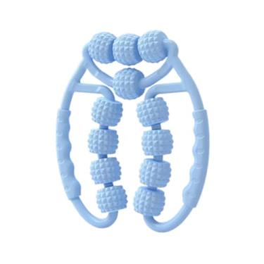 Imagem de predolo Rolo de massagem para pernas Ferramenta de massagem de tecido profundo 12 rodas 360 ° Relaxamento muscular Equipamento de massger para fitness, Azul