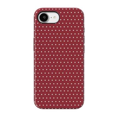 Imagem de Finyosee Capa compatível com iPhone 16e com linda estética de bolinhas, design moderno para meninas e mulheres, TPU fino e capa de proteção de policarbonato rígido para iPhone 16e - vermelho vinho