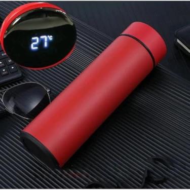 Imagem de Garrafa Térmica Inox 500ml com Termômetro LED Estilo Moderno e Isolamento Superior | APOLLO'S STORE (Vermelho)