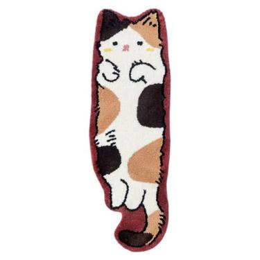 Imagem de LUXAPE Tapete de gato cinza rosa - tapete em forma de gato - feito à mão e premium - 70 cm de largura - decoração de gatinho - sala de estar, quarto, quarto de crianças, tapete de porta - tapete de