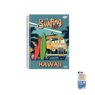 Imagem de Kit Caderno Masculino 1 Matéria 96 Folhas + Caneta Esferográfica 0.7mm com 24 Unidades Sortidas + Marca Texto Lumini Pastel com 6 Cores