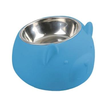 Imagem de predolo Tigela inclinada para cães, comedouro para animais de estimação, fofo, fácil de limpar, leve, para alimentação de gatinhos, filhotes, cães e gatos de, Azul