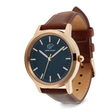 Imagem de Relógio Feminino Casual Rosê Pulseira Couro 40mm New Port
