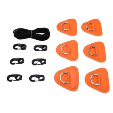 Imagem de UPALDHOU Anéis D para prancha de remo, kit de patch D de reparo de barco inflável com ganchos elásticos para barco, jangada, caiaque, canoa, prancha de surf (laranja)