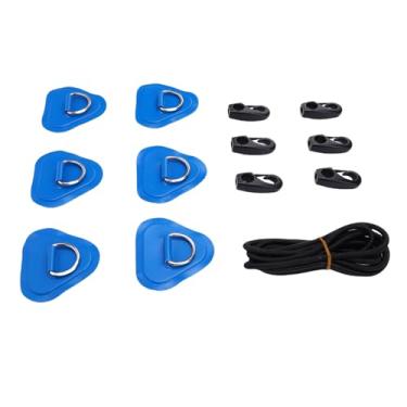 Imagem de UPALDHOU Anéis D para prancha de remo, kit de patch D de reparo de barco inflável com ganchos elásticos para barcos infláveis, jangada, caiaque, canoa, prancha de surfe (azul)
