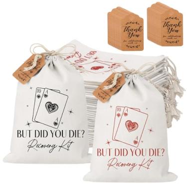 Imagem de SATINIOR Conjunto de 24 kits de recuperação de ressaca 12 x 18 cm, kit de sobrevivência para ressaca de casamento em Vegas com cartão de agradecimento e cordão para despedida de solteira, chá de noiva