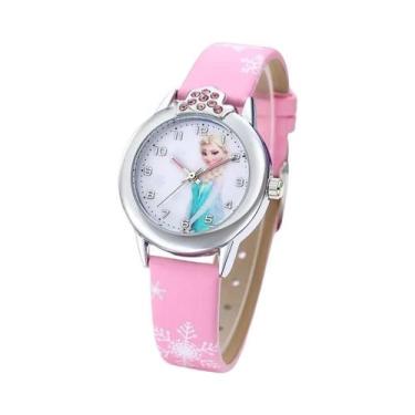 Imagem de Relógio De Pulso Infantil Com Pulseira De Couro Da Princesa Elsa De Fr