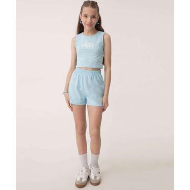 Imagem de Short Juvenil Moletinho Estampa Frase Marisa Tam 10 a -71144, Azul, 14