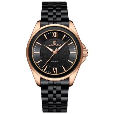 Imagem de Relógio Redondo Feminino Design Simples Em Aço Inoxidável 3atm Preto