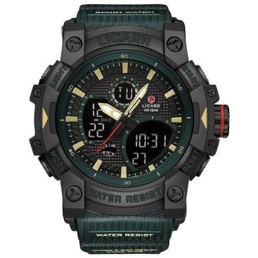 Imagem de Relógio Desportivo Digital Masculino Duplo Display A Prova De água 5atm Estilo Casual Verde Escuro