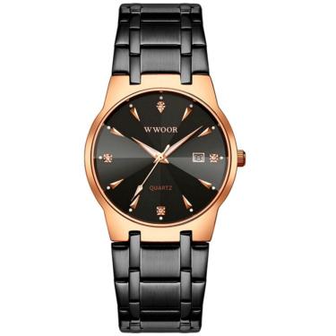 Imagem de Relógio De Pulso Masculino De Quartzo Com Data Automatica á Prova D'água Preto Rose