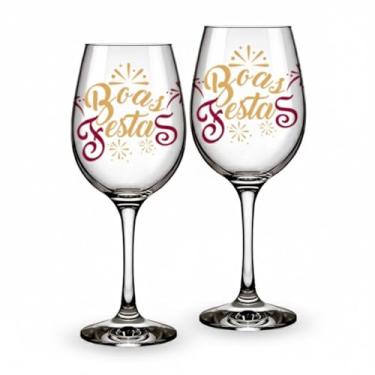 Imagem de Kit com 2 Taças de Vinho Natal Mágico, Vidro, 300ml, 17x6x6cm, Tema Natalino