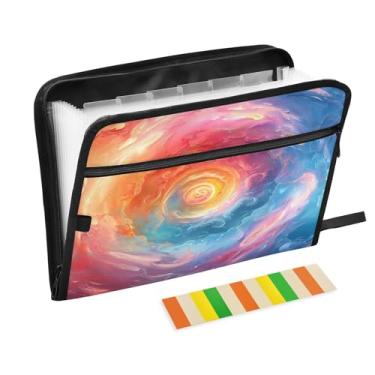 Imagem de Wassud Organizador de arquivos sanfonado vórtice espiral letra A4 pastas de arquivo de papel organizador de documentos fólio com etiquetas pasta de arquivo expansível 13 bolsos