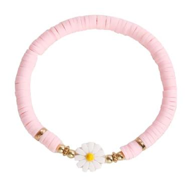 Imagem de Pulseira feita à mão da amizade boho margarida corrente joia presente rosa claro