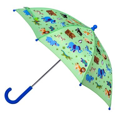 Imagem de Wildkin Guarda-chuva infantil – dossel à prova de chuva, alça curva, design fácil de pendurar - animais selvagens