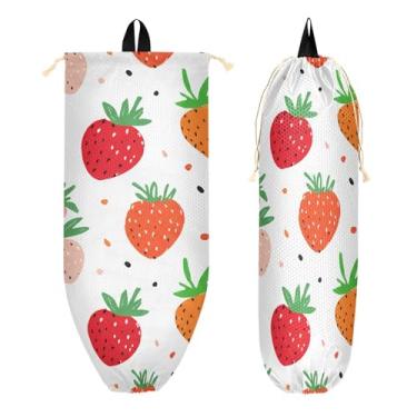 Imagem de xigua Suporte de parede para saco plástico de morangos com cordão 1 pacote, organizador de sacolas de supermercado reutilizável para bolsas, meias, roupas íntimas e gravatas