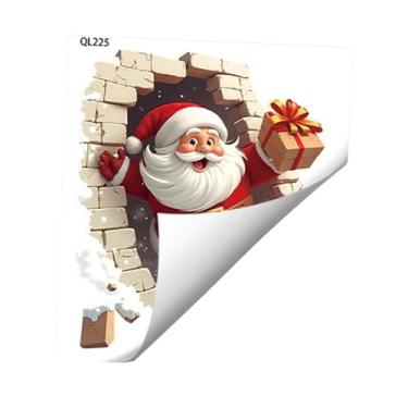 Imagem de Ｂｅｓｇａ Adesivos de parede de Natal com Papai Noel, removíveis, em PVC, decoração natalina moderna para corredor, geladeira e escritório, Style C