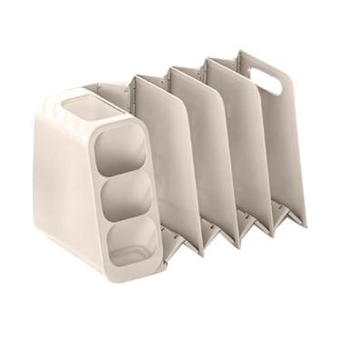 Imagem de FLCPJGV Organizador de Mesa Dobrável para Livros, Suporte de Mesa com Divisória E Porta-canetas, Creme, Tamanho real