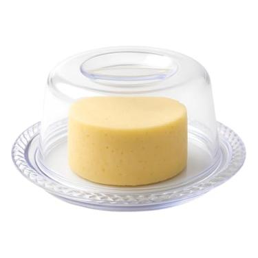 Imagem de Queijeira Acrílico com Tampa Premium 20cm Transparente - Porta Queijo Café da Manhã Elegante Conservação Fresca, Base Estável