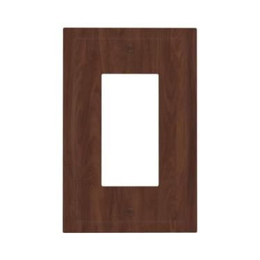 Imagem de Naiqadnehz Capas decorativas rústicas naturais marrom escuro grão de madeira 1 gangue único interruptor de luz interruptor placa de parede GFCI placa de interruptor elétrico para decoração de cabana