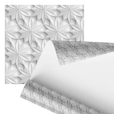 Imagem de Papel de Parede 3D Decorativo, Padrão Geométrico Floral em Branco, 2,80 Metros, Design Moderno para Decoração de Interiores